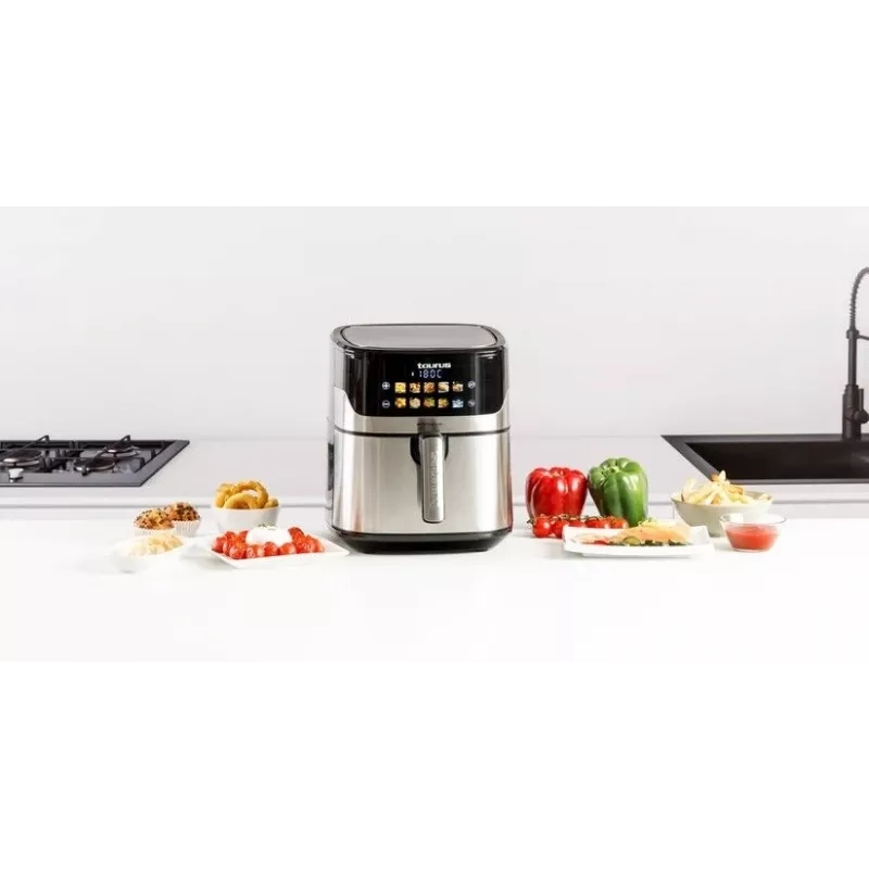 Freidora de aire Taurus Air Fry 7S 1600W 6,5L, acero inoxidable, 8 programas, 80–200°C, control táctil