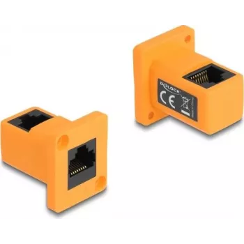 Módulo D-Type DeLOCK RJ45 hembra a hembra en ángulo de 90° naranja