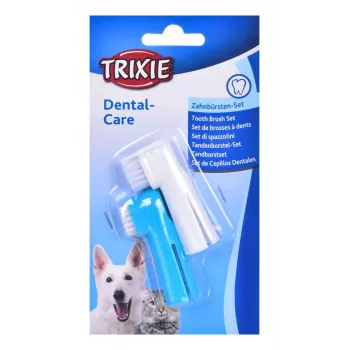 Cepillo de dientes dental para dedo Trixie 2550 — tecnopolímero, 60 mm de altura, pack de 2, para gatos y perros