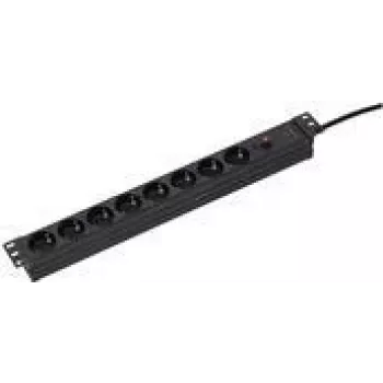 Regleta de enchufes AS Schwabe 18192 0,48 m 19 pulgadas negra – distribución de corriente montable en rack, 0,48 m de longitud