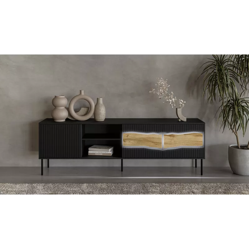Mueble TV cama meble INSERTO 3D1W 190x40x62 cm negro con LED