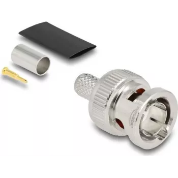 Conector macho BNC de crimpado para cable RG59 de DELOCK con tubo termorretráctil compatible