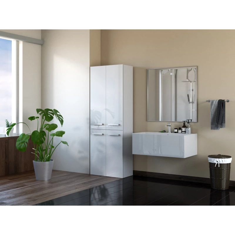 Armario de almacenamiento de baño Topeshop NEL 1K DD en blanco brillo