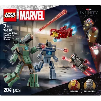 Juguete de construcción LEGO Marvel Super Heroes Iron Man War Machine Set 76320, 204 piezas, 2 minifiguras, 100 mm de altura