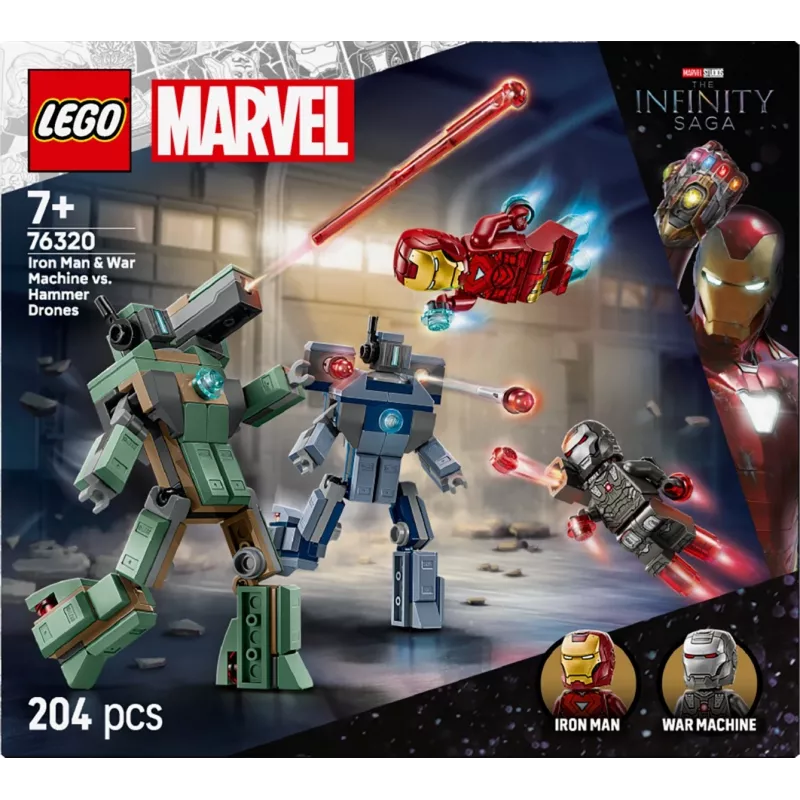 Juguete de construcción LEGO Marvel Super Heroes Iron Man War Machine Set 76320, 204 piezas, 2 minifiguras, 100 mm de altura