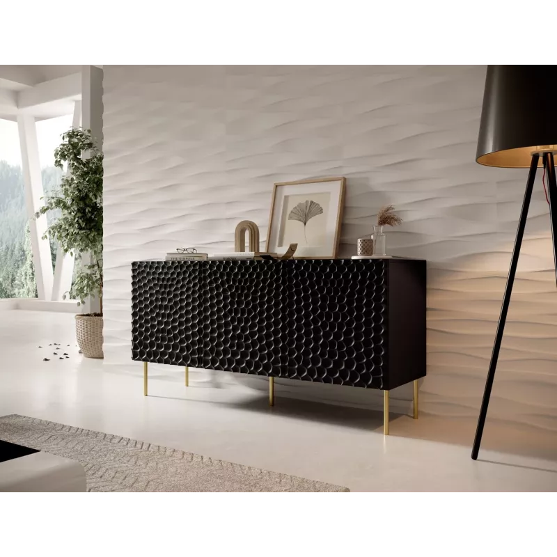 Cama Meble HOLE cómoda 152x42,5x74,5 cm, negro mate
