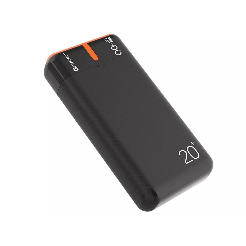 Cargador portátil TRACER EnerGen 20000 mAh, Power Delivery 20W, entrada USB-C, 2 salidas USB-A, soporte para 3 dispositivos, naranja