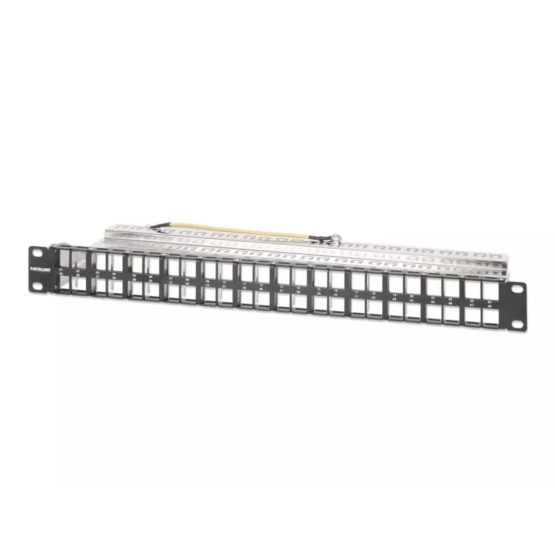 Intellinet 721028 panel de conexiones Keystone vacío, 48 puertos, 1U, apantallado, 19 pulgadas