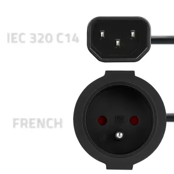 Adaptador de red QOLTEC IEC 320 C14 a enchufe francés, cable de 0,15 m