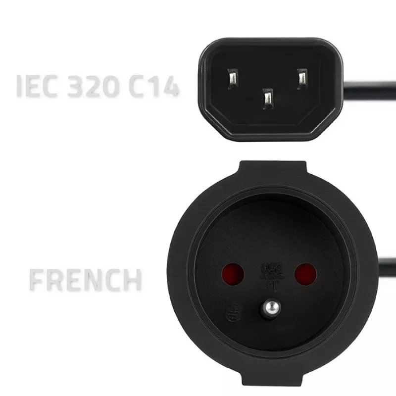 Adaptador de red QOLTEC IEC 320 C14 a enchufe francés, cable de 0,15 m