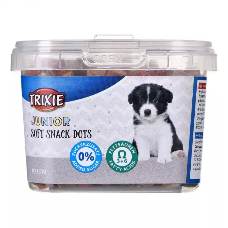 Premios de adiestramiento para perros Trixie Junior Dots 140 g – snacks blandos de salmón para cachorros