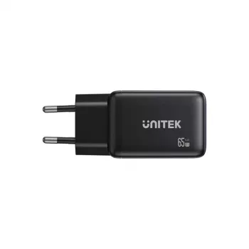 Cargador de pared Unitek GAN 65W con 2x USB-C y 1x USB-A, Power Delivery 3.0
