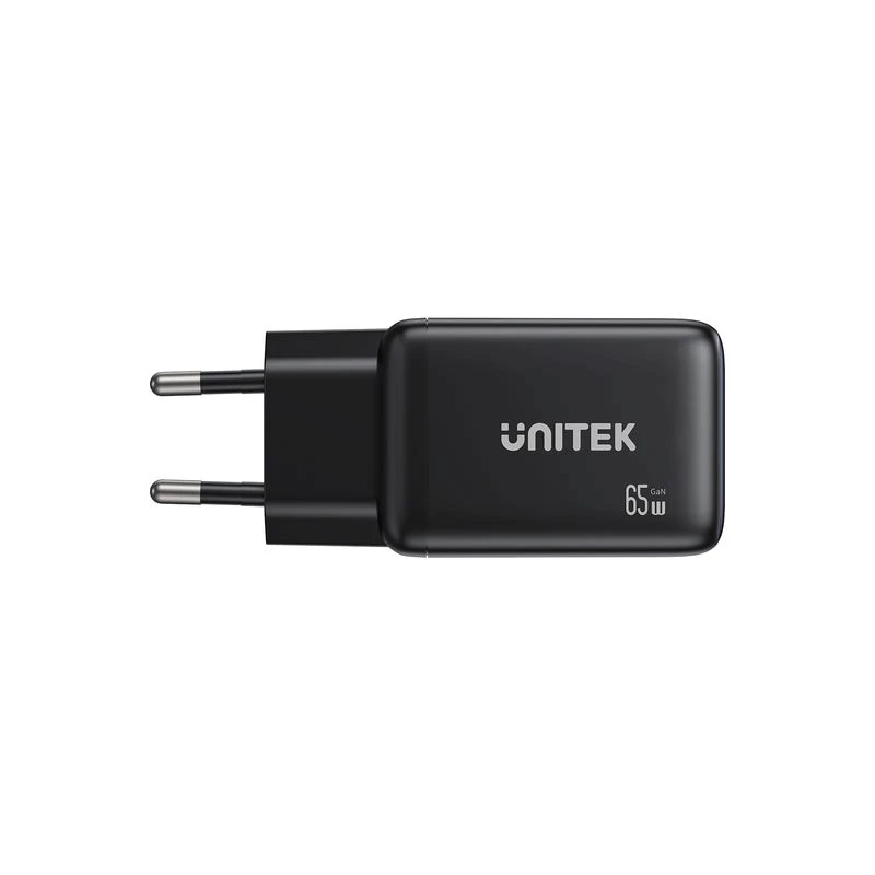 Cargador de pared Unitek GAN 65W con 2x USB-C y 1x USB-A, Power Delivery 3.0