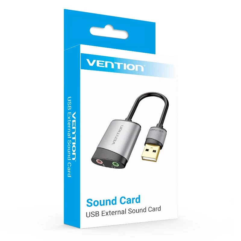 Vention tarjeta de sonido externa USB 0,15M gris metal tipo