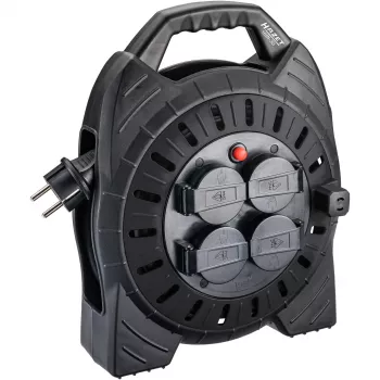 Tambor de cable Hazet 161N-3D, 10,00 m cable, negro, alargador eléctrico portátil