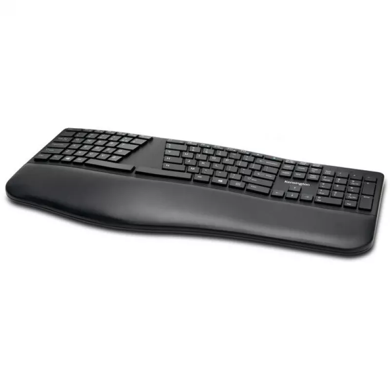Kensington ProFit Ergo Teclado inalámbrico FR, tamaño completo (100%), con cable e inalámbrico, RF inalámbrico + USB, AZERTY, negro