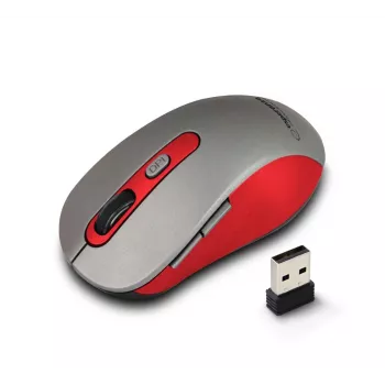 Ratón óptico inalámbrico ESPERANZA EM131R 2,4 GHz, 1600 DPI, ambidiestro, receptor nano USB, 6 botones, gris