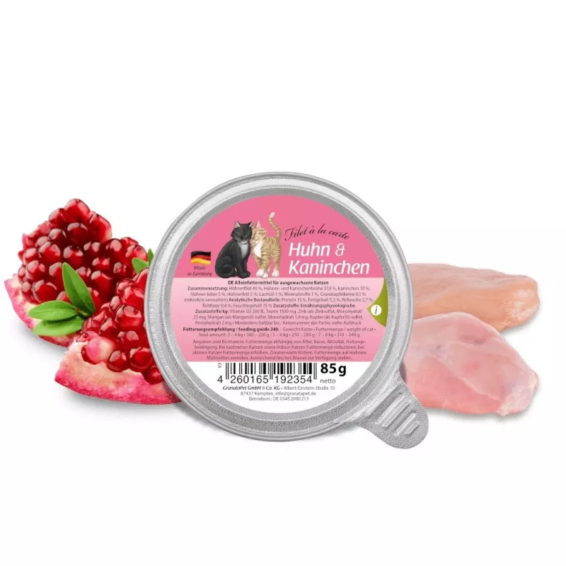 GRANATAPET Filet á la carte pollo con conejo - comida húmeda para gatos - 85 g