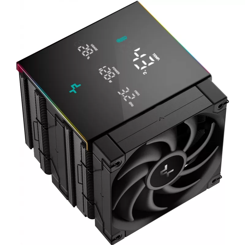 Ventilador de CPU DeepCool AK620 Digital PRO — ventilador de 120 mm, 1750 rpm, 25 dB, 12 V, compatible con LGA1700/AM5, negro