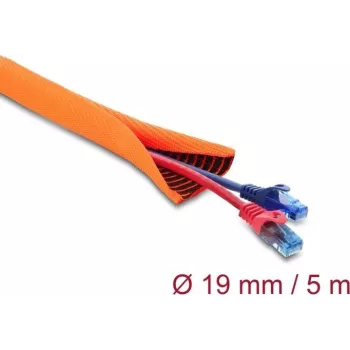 Espiral protectora de cables autoadhesiva de doble capa 5 m x 19 mm DELOCK 19028 naranja