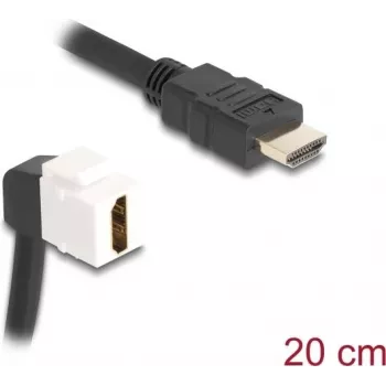 Cable de módulo Keystone DeLOCK HDMI conector macho a conector hembra 90° en ángulo 8K 60 Hz 20 cm negro
