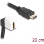 Cable de módulo Keystone DeLOCK HDMI conector macho a conector hembra 90° en ángulo 8K 60 Hz 20 cm negro