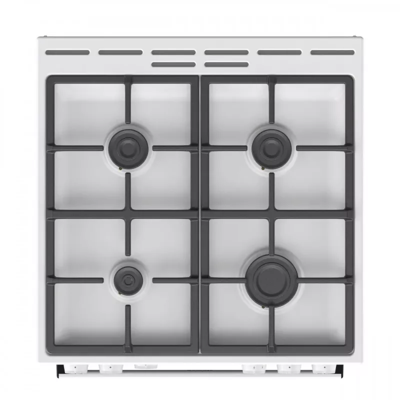 Cocina de gas independiente Gorenje GG6A10WFFM, blanca, encimera de 4 fuegos, horno de gas de 72 L, mandos frontales
