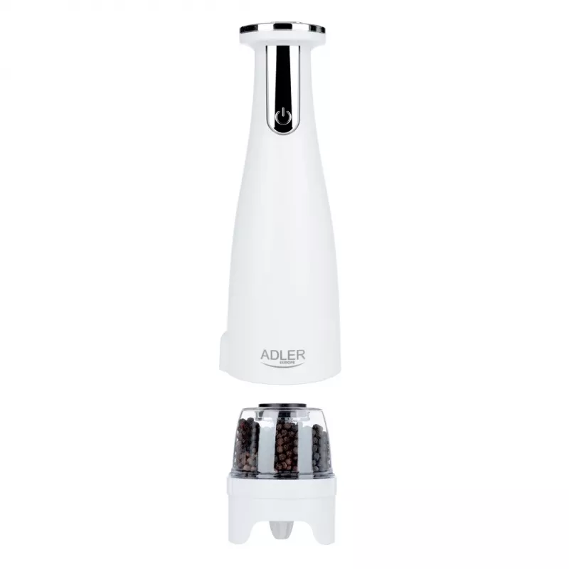 Set de molinillos de sal y pimienta Adler AD 4449W acero blanco, mecanismo cerámico, 150 ml, recargable por USB-C