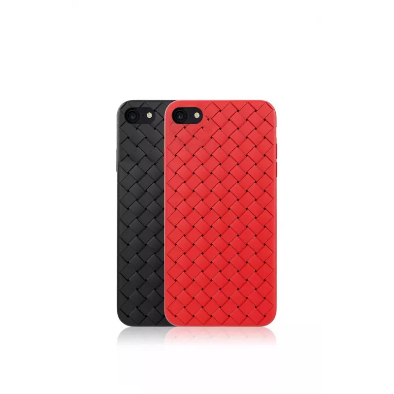 Funda protectora para móvil Devia para iPhone SE2 en rojo con estampado tejido
