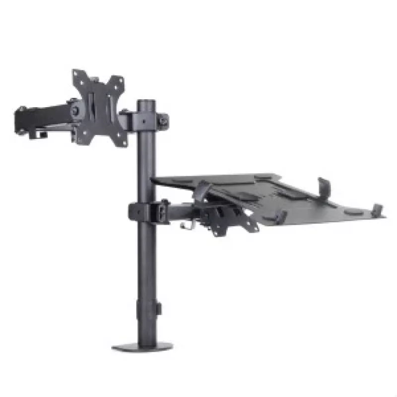 Soporte de escritorio ART L-24 para monitor LED/LCD de 13-32" + portátil de 10-15,6", VESA 75x75/100x100, negro