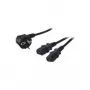 Cable de alimentación en Y LogiLink, 1 x Schuko - 2 x conector hembra de aparato frío longitud del cable: 1,5 m (1,2 m + 0,3 m), color: negro (CP101)