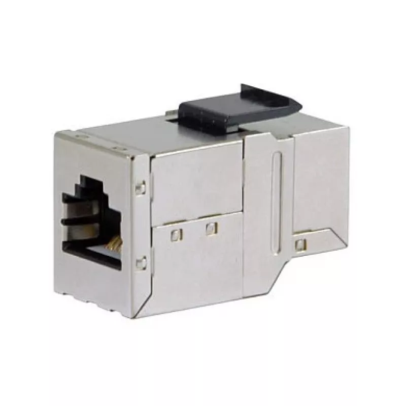 Conector hembra en línea Keystone Cat6 apantallado, set de 8, EQUIP — formato plano, RJ-45, 17×35,5×24,4 mm, plateado