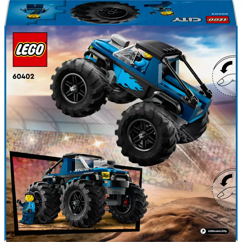 Juguete de construcción LEGO City 60402 Monster Truck azul con ruedas grandes, 148 piezas, 1 minifigura, edad 5+