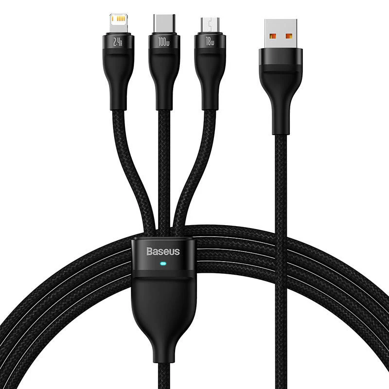 Cable USB Baseus SUP0003351 1,2 m USB A USB C/Micro USB-A/Lightning negro