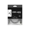 Cable USB 2.0 conector macho A a conector macho B, 1,8 m, gris