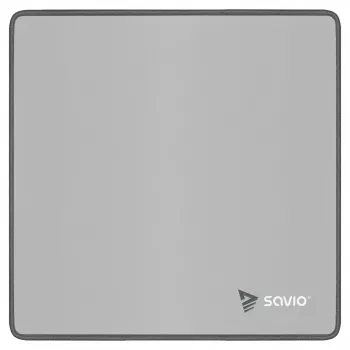 Alfombrilla de ratón gaming SAVIO Turbo Dynamic S — gris, 250×250 mm, 2 mm de grosor, bordes cosidos, base de goma antideslizante