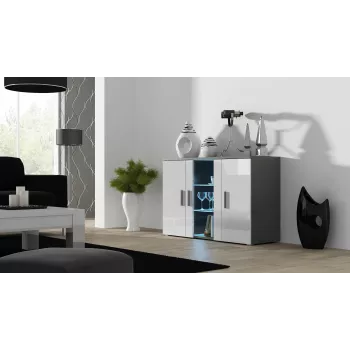 Aparador Cama 120 cm SOHO S7 gris/blanco brillante