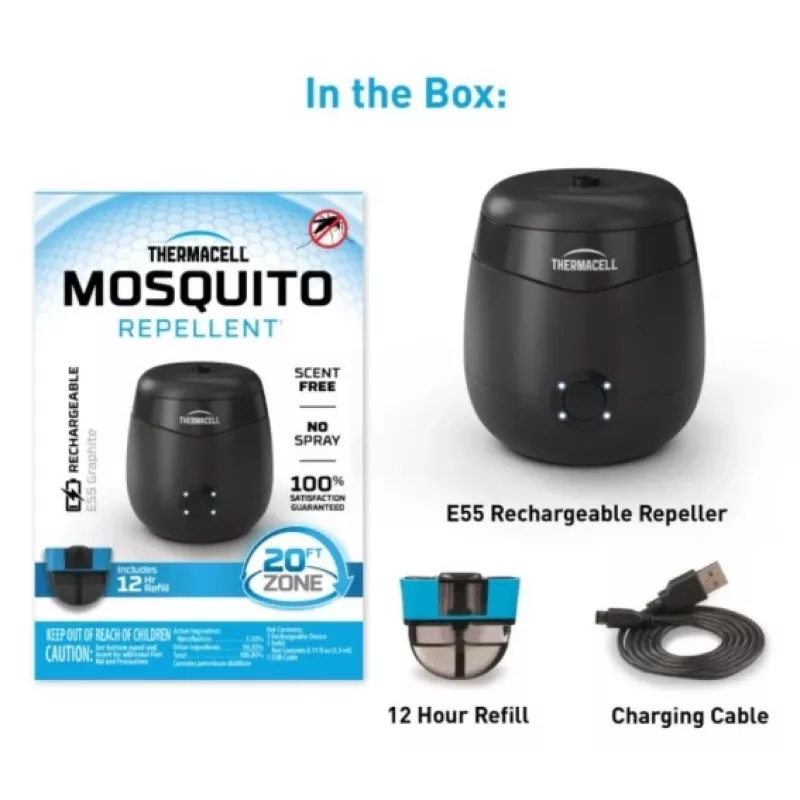 Thermacell E55XI Repelente de mosquitos portátil, zona con batería