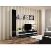 Soporte de TV Cama Meble VIGO NEW 30/180/40, parte superior blanca, marco negro brillante, 1800×400×300 mm