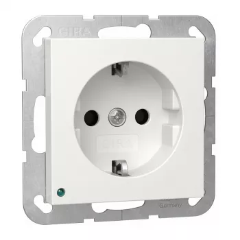 Lámpara LED SCHUKO de pared/techo de Gira modelo 417003 con toma de corriente Schuko integrada
