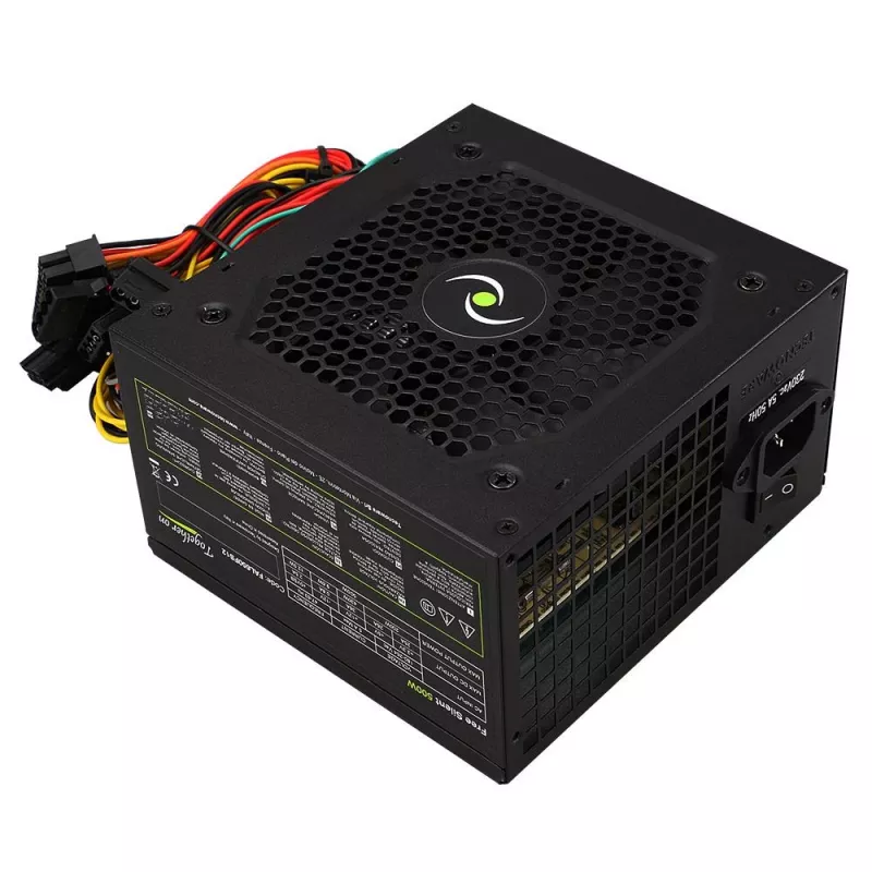 Fuente de alimentación TECNOWARE Free Silent 500 W — ATX, 20+4 pines, ventilador de 120 mm, 86% de eficiencia