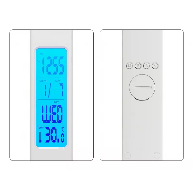 Media-Tech MT222 Leditou lámpara de escritorio LED con cargador inalámbrico Qi de 15 W, reloj, alarma, termómetro, blanca