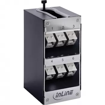 InLine 76203O panel de conexiones Keystone, 6 puertos Cat.6A, montaje en pared/carril DIN