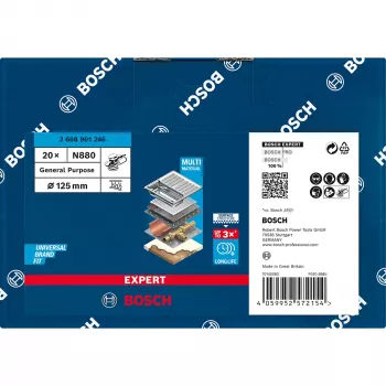Bosch Expert N880 - fieltro de pulir - para acero inoxidable, metal no férrico, uso universal, placas de acero, pintura sobre madera - 20 piezas - disco