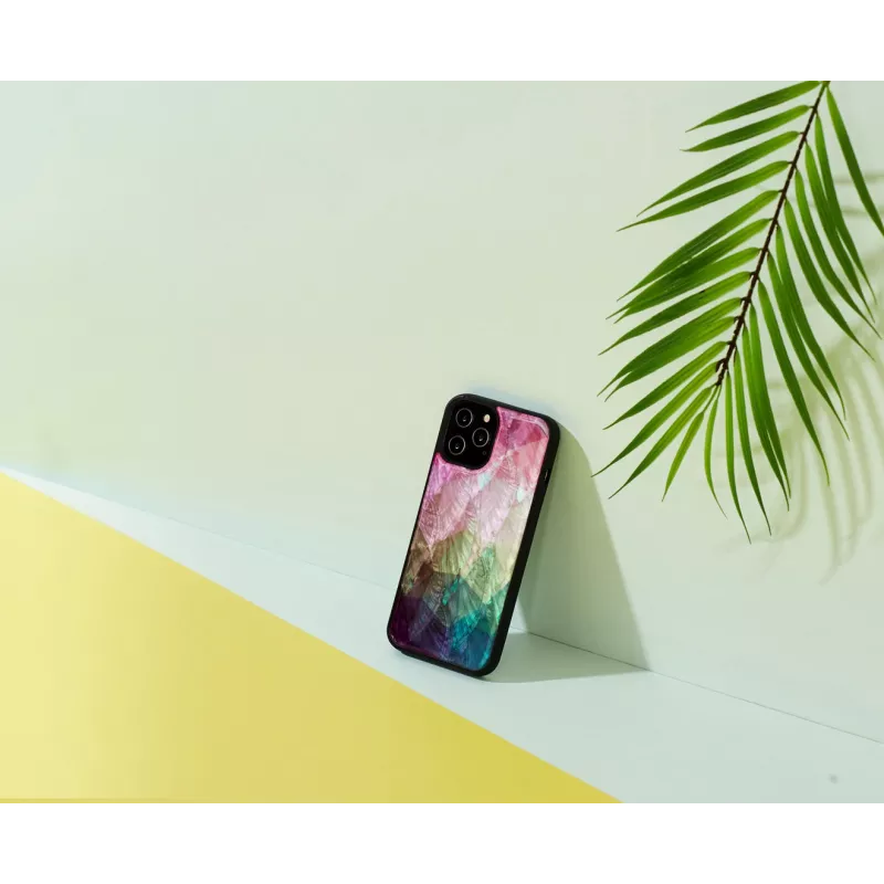Funda protectora iKins para Apple iPhone 12 / 12 Pro — diseño de flores acuáticas, negro