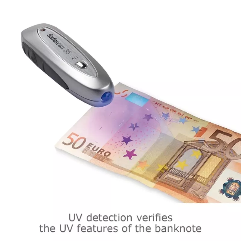 Safescan 35 detector portátil de billetes falsos, UV / magnético / hilo de seguridad