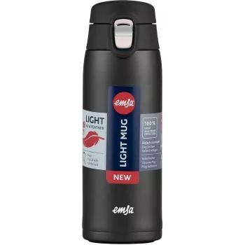 Vaso de viaje EMSA N2151700 0,4 L, negro mate, cierre flip