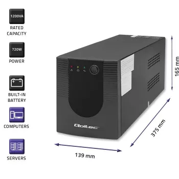 Sistema de alimentación ininterrumpida SAI Qoltec 53775 1,2 kVA 720 W 4 tomas AC