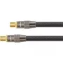 Cable de antena SAT, conector macho IEC/coaxial a conector hembra, bañado en oro, apantallamiento 120 dB, 75 ohmios, trenza de nailon negro, 30 m, serie PYTHON® (GC-M2020)