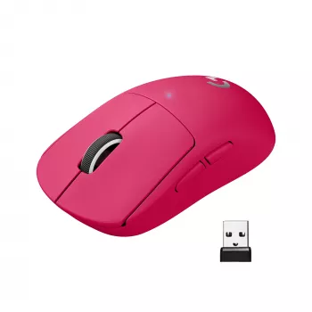 Logitech PRO X SUPERLIGHT ratón inalámbrico magenta ratón (910-005957)
